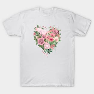 Pink Floral Heart T-Shirt